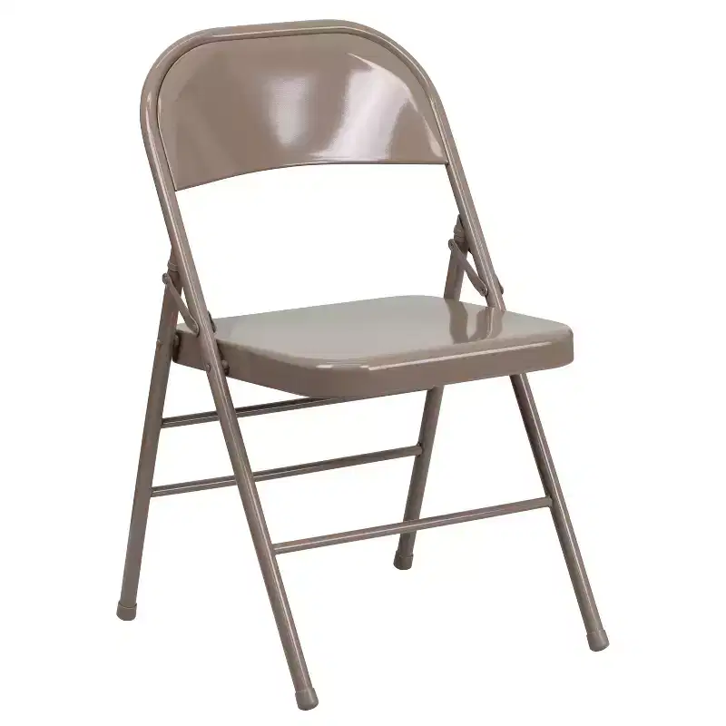 Emma and Oliver 4 Pack Triple Braced & Double Hinged Metal Folding Chair