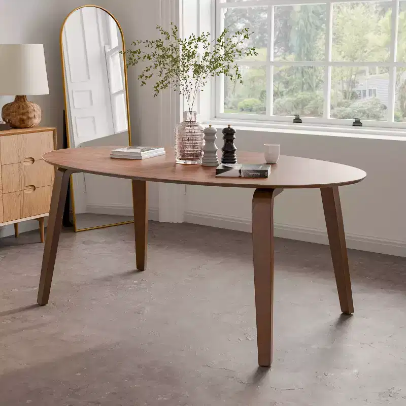 HOMES: Inside + Out 71" Sandy Cove Mid-Century Modern Oval Dining Table Walnut