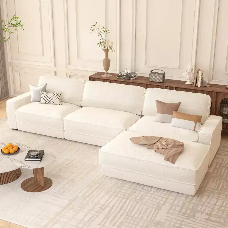 Dyonery 120 Modular Sectional Sofa, Cloud Sectional Couch with Deep Seat, Modern Modular L-Shape Sofa Couch with Chaise.