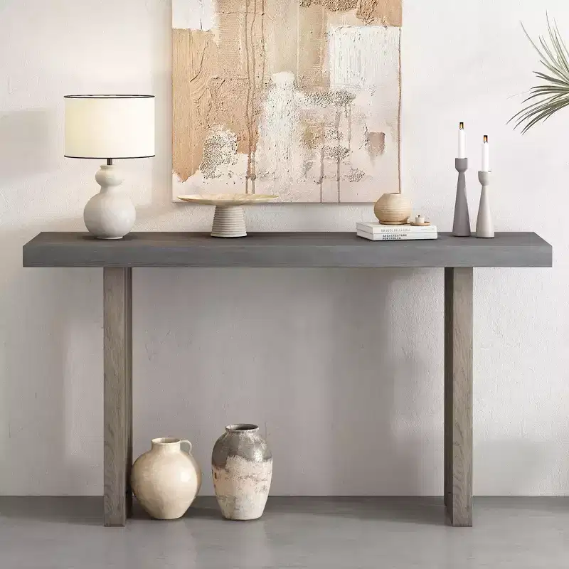 Modern Unique Designed Oak Veneer Console Tables for Entryway, Slim Wooden Minimalist Entryway Table for Home Office,Living Room