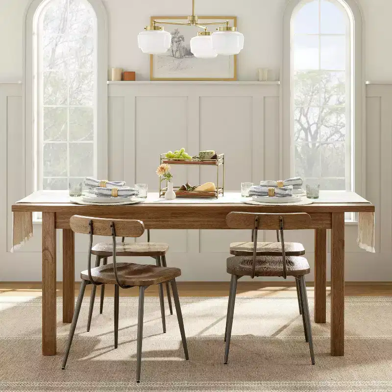 Plank Top Rectangular Wood Dining Table | Farmhouse Style