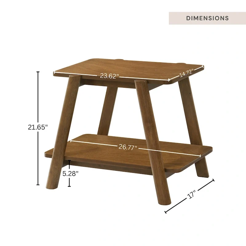 Roundhill Furniture Metz Mid-Century Modern Wood Shelf End Table