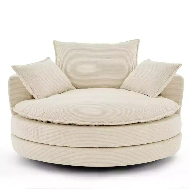 360 Swivel Barrel Chair with Dual-Layer Cushion Design