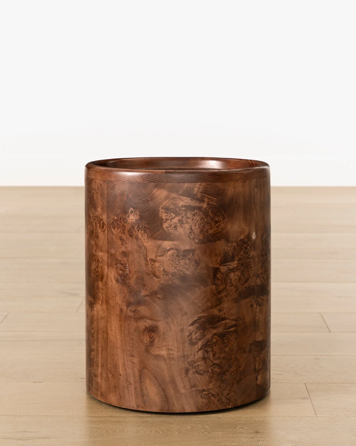 Organic Burl Wood Side Table with Natural Grain for Living Room