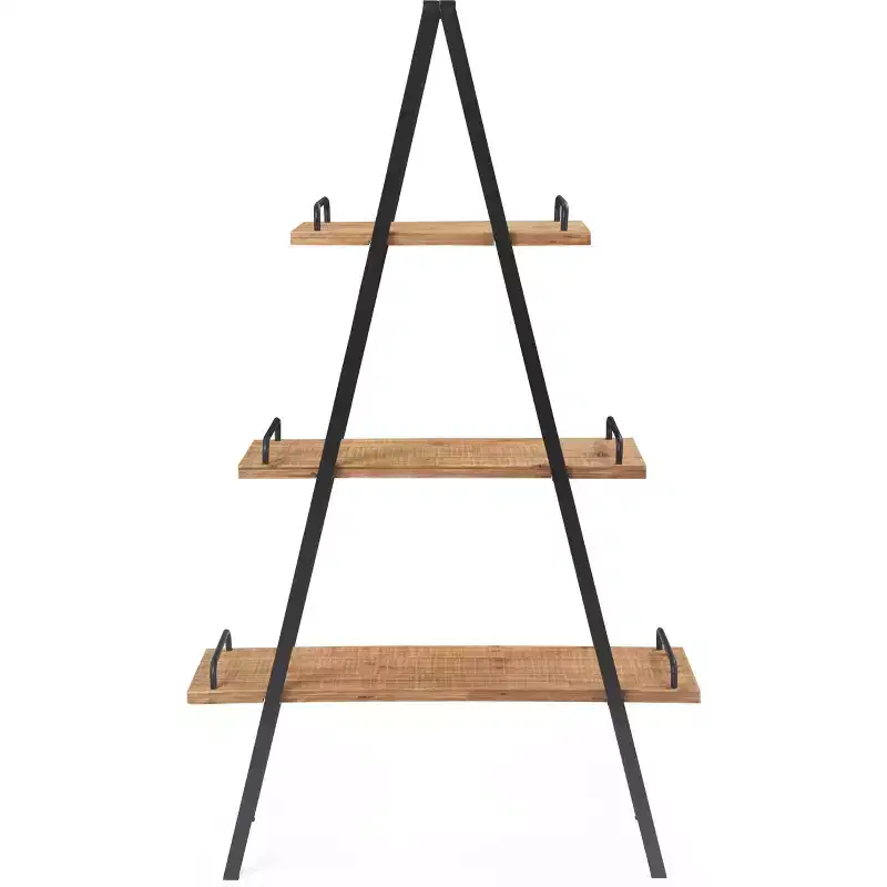 67" Morris A Frame Industrial Bookshelf Natural/Black - Finch: Metal Frame, 3 Shelves