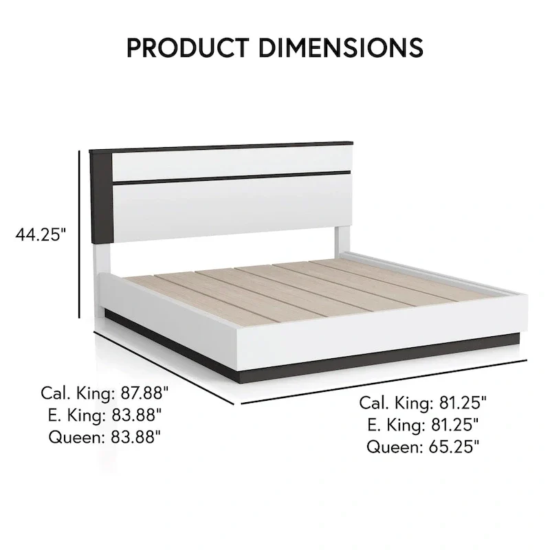 Contemporary White Wood Platform Bed