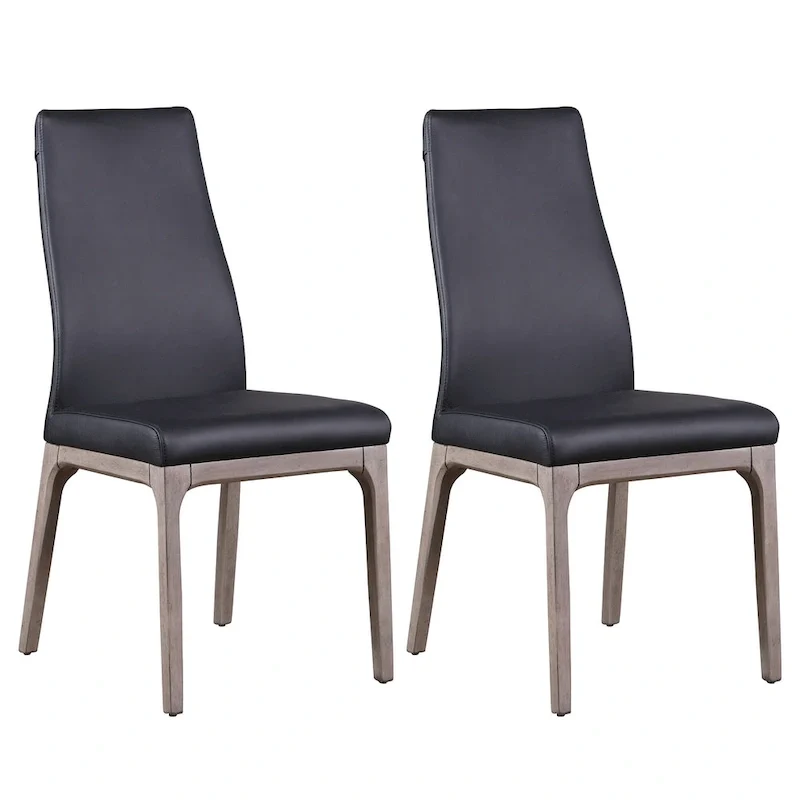 Somette Modern Contour Back Side Chair with Wood Base, Set of 2