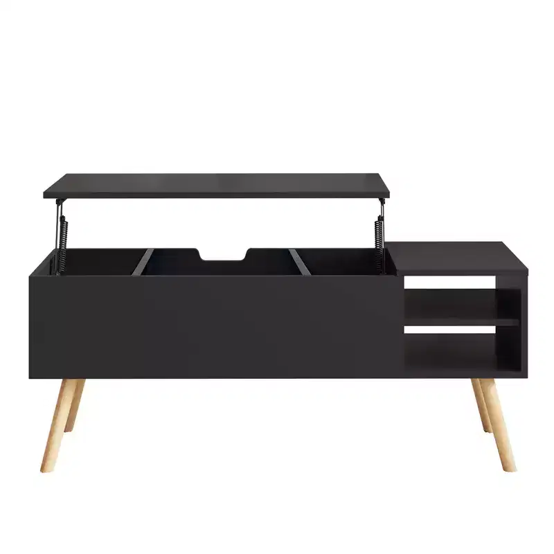 TROPOW Lift Top Coffee Table Center Table with Hidden Compartment Adjustable Storage Shelf Lift Tabletop Dining Table,black