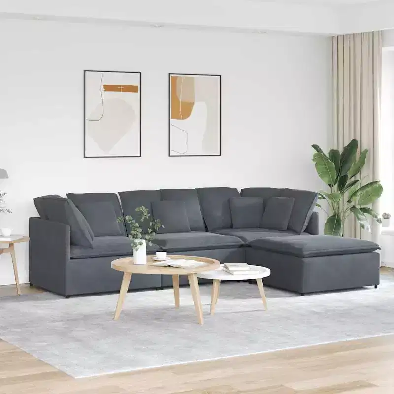 vidaXL Modular Sofa Dark Gray Velvet (100% Polyester), Foam, Metal, Wood