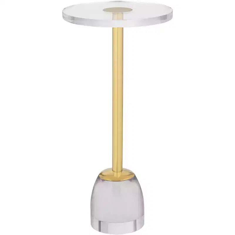55 Downing Street Hanna 24 3/4 Luxe Gold Side Table with Acrylic Top and Glass Base