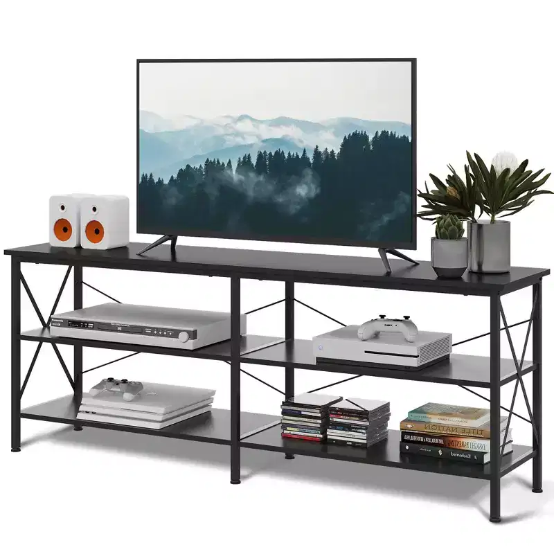 70 Inch TV Stand for Living Room & Bedroom, 63 Media Console with 3-Tier Storage Shelves