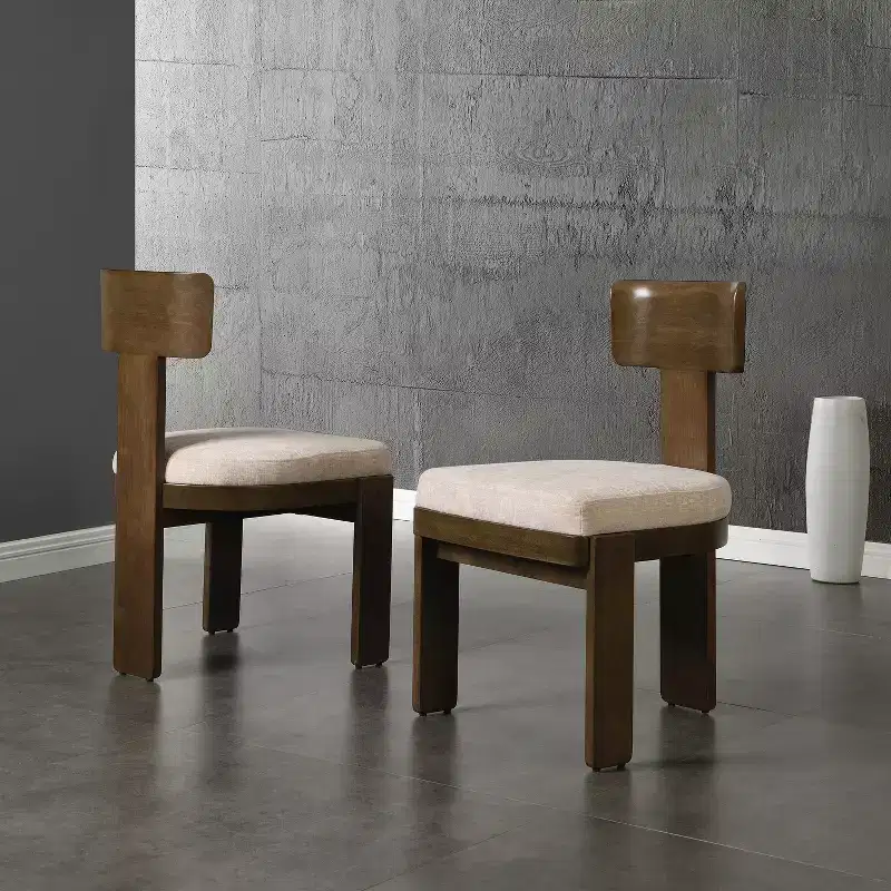 Set of 2 Modern Upholstered Dining Chairs with Solid Rubberwood Frame, Mid-Century Side Chairs - ModernLuxe