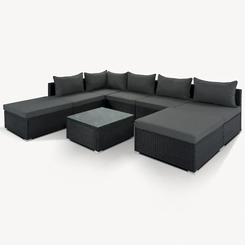 8-Piece Wicker Modular Sectional Sofa Set with Coffee Table
