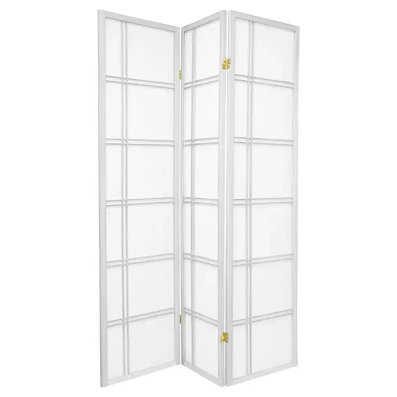 6 ft. Tall Double Cross Shoji Screen - White (3 Panels)