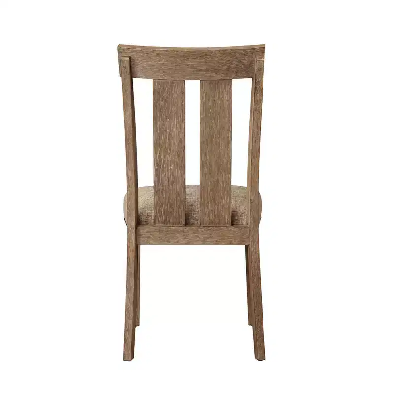 Set of 2 Fabric & Wood Dining Side Chairs with Nailhead Trim, Maple Finish