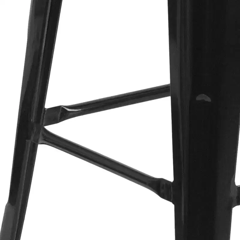 30 High Backless Metal Barstool with Square Wood Seat