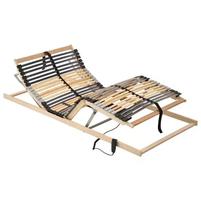 Adjustable Electric Slatted Bed Base, Beechwood Frame, Single Size, 35.4x78.7x3.9 in