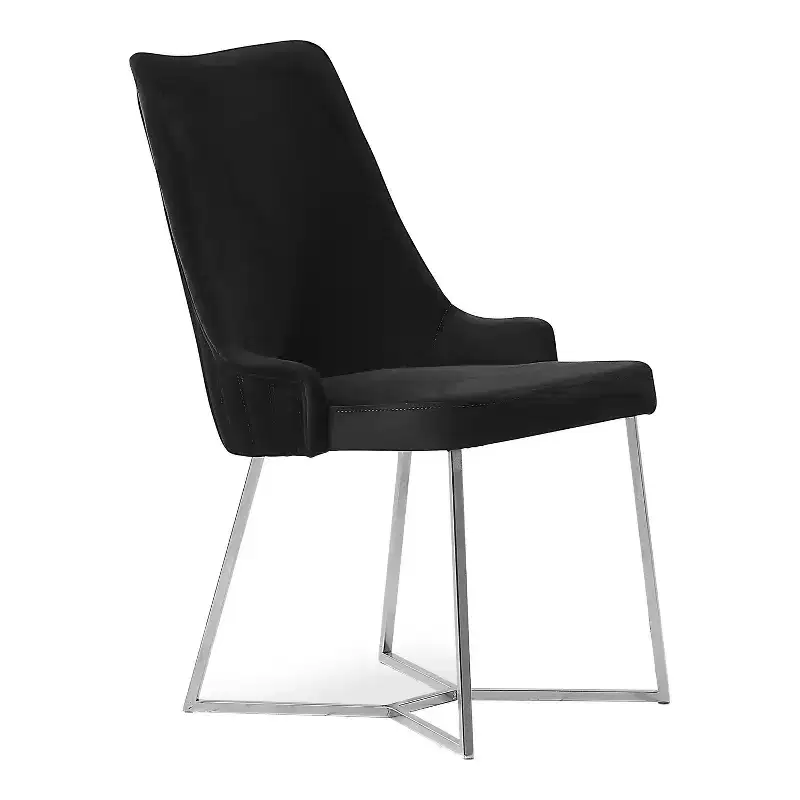 HOMES: Inside + Out Set of 2 Chander Glam Microfiber Upholstered Dining Chairs Black