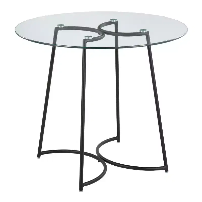 Okak Round Dining Table Kitchen Table Modern Dinette Table with Clear Glass Top for Dining Room