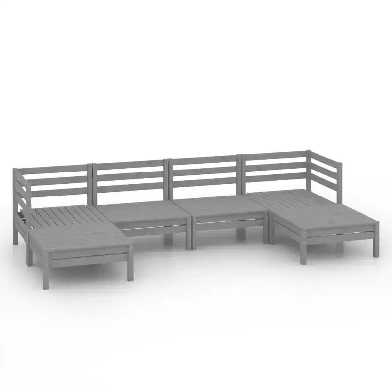 vidaXL Patio Furniture Set 6 Piece Garden Sectional Sofa Set Solid Wood Pine
