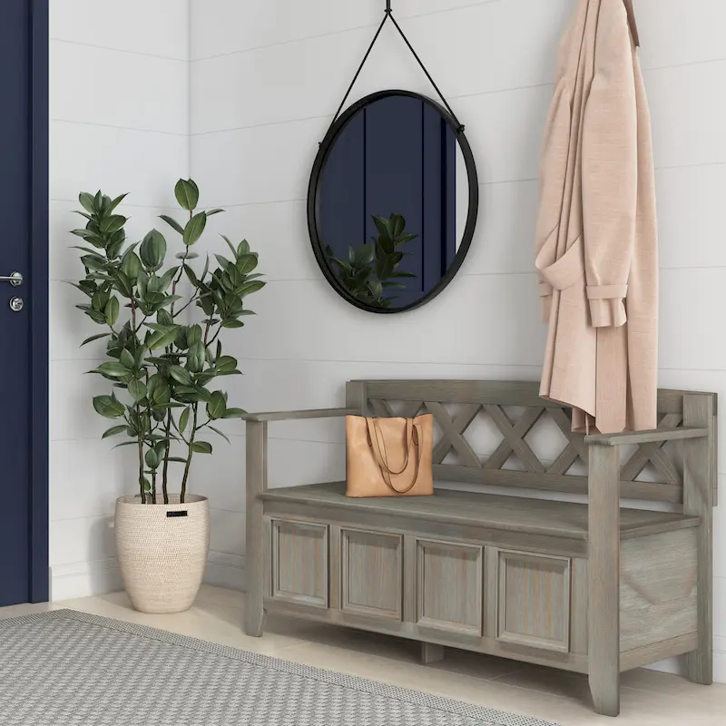 WYNDENHALL Halifax 48 inch Wide Solid Wood Transitional Entryway Bench - 48 Inches wide