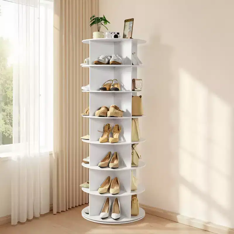 VEVOR 7Tiers Rotating Shoe Rack Tower,360Spinning Shoe Rack,Revolving Storage Round Carousel Display,Freestanding Lazy Susan Organizer Display,White