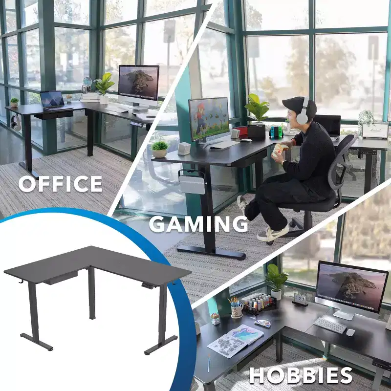 Large Electric Height Adjustable Corner Standing Desk - 28.3