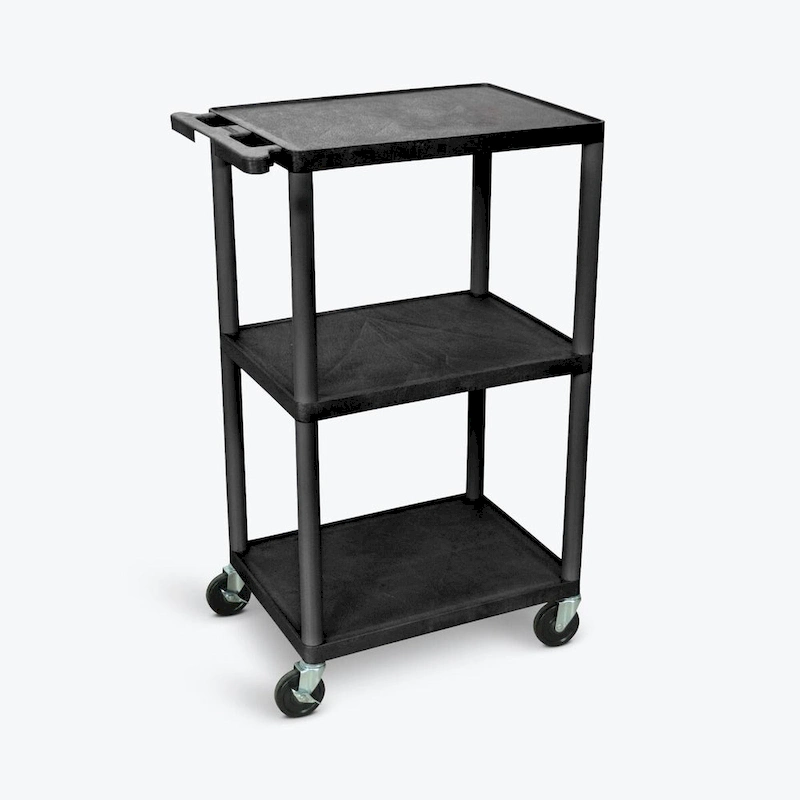 42H 3-Shelf Plastic Utility Cart - N/A