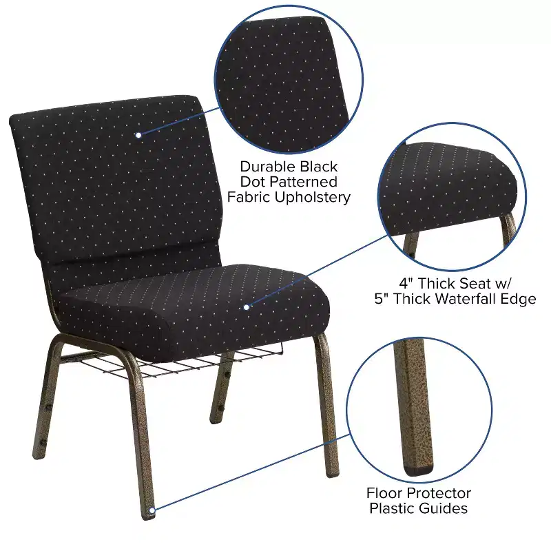 Flash Furniture HERCULES Series 21''W Church Chair with Book Rack