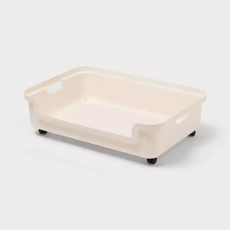 Under Bed Rolling Kids Storage with Casters, Open Top Plastic Storage Box