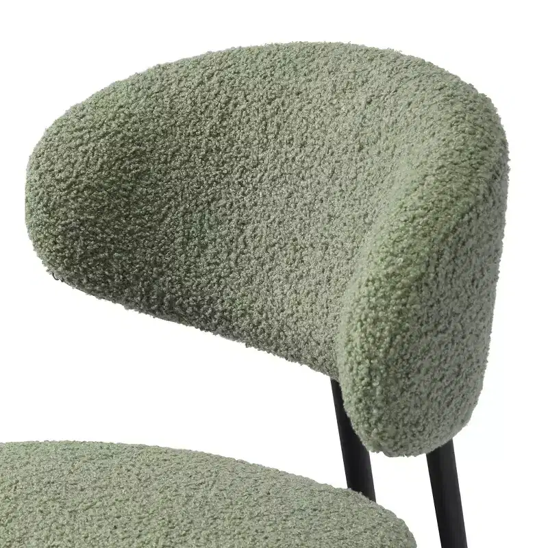 Modern Upholstered Faux Shearling Fabric Counter Height Bar Stools with Back (Set of 2