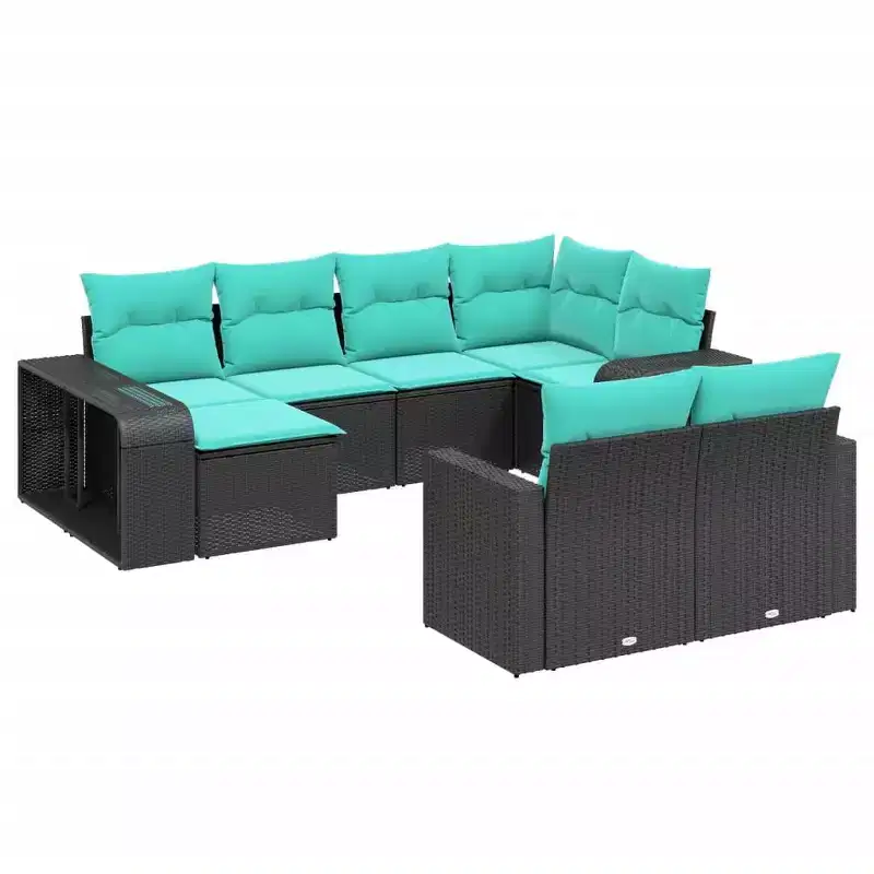 vidaXL 10 Piece Modular Patio Sofa Set, Rectangular Outdoor Garden Sectional with Cushions