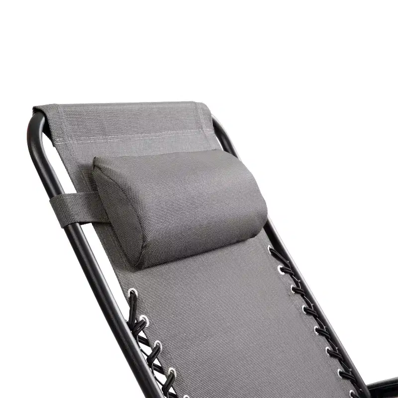 Merrick Lane Set of 2 Folding Mesh Upholstered Zero Gravity Chair with Removable Pillow and Cupholder Tray