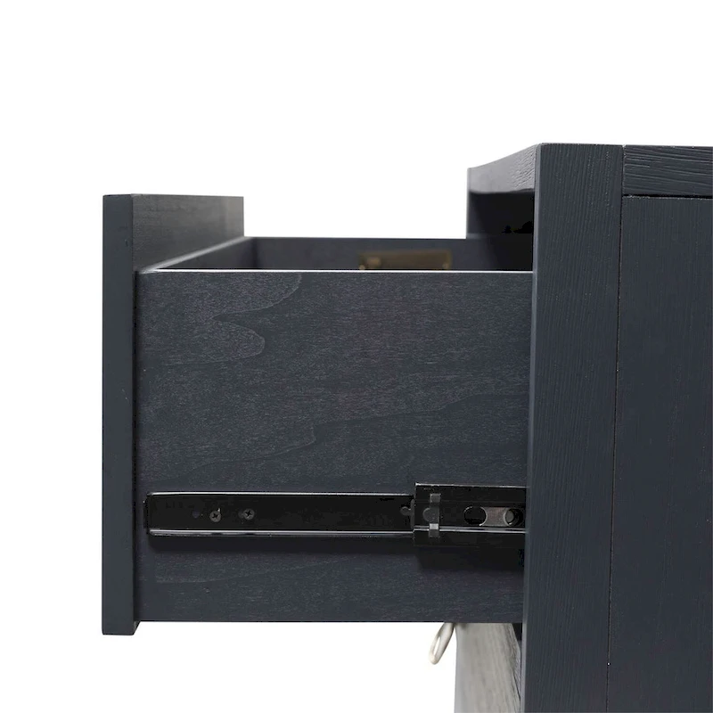East End Wire Brushed Denim, White, & Black Accent Cabinet