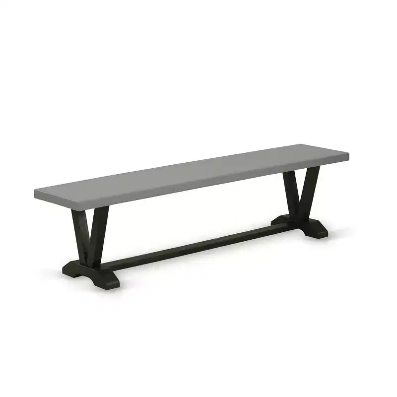 Modern Dining Table Bench with Wood Seat, 72x15x18 Inch, Brushed Black