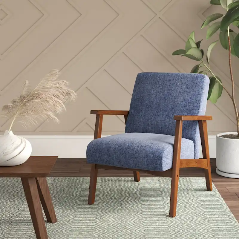 Fabric Upholstered Accent Chair with Beechwood Legs