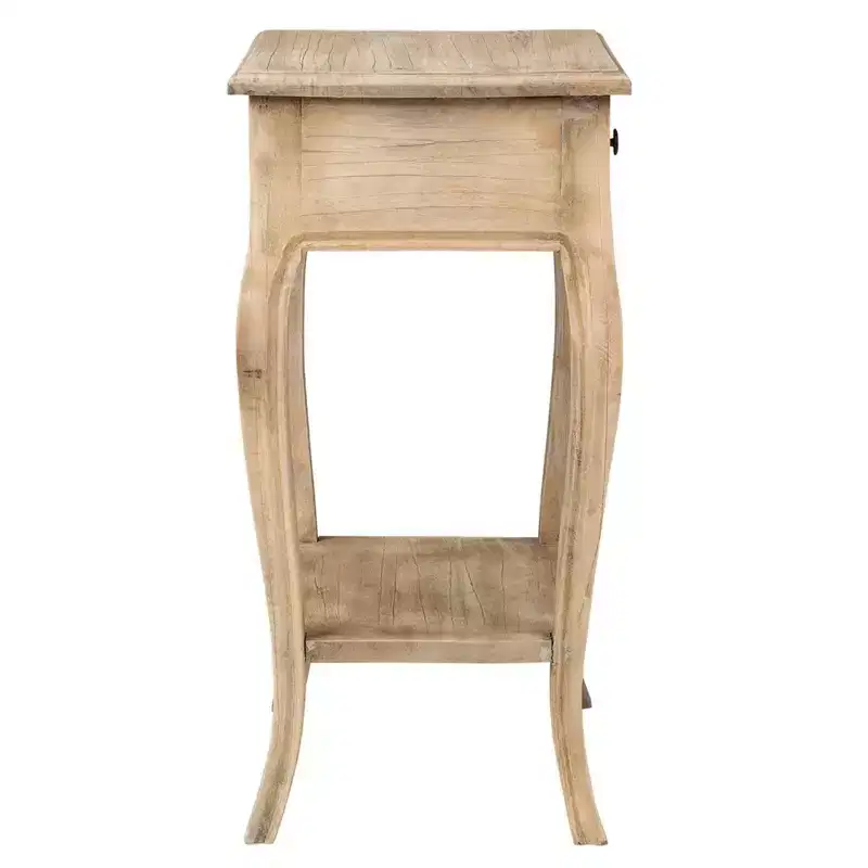 East at Main 28" Promenade Side Table with Drawer and Shelf Tan: Mango Wood, No Assembly Required