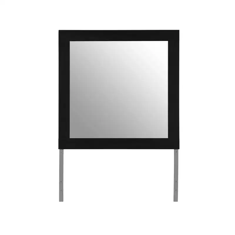 HomeRoots 35 Black Wood Square Mounted Framed Dresser Mirror
