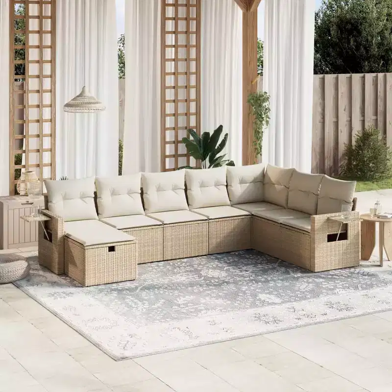 vidaXL Outdoor Sofa Set with Storage - Stylish Poly Rattan
