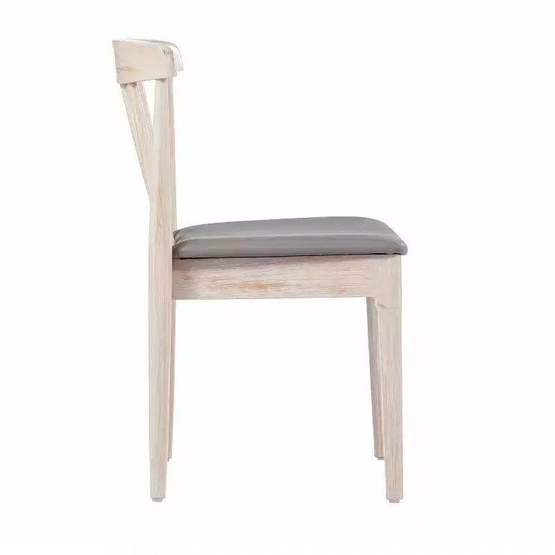 Set of 2 Solid Beechwood Dining Chairs Spindle Backrest Padded Vinyl Seat 500 lbs