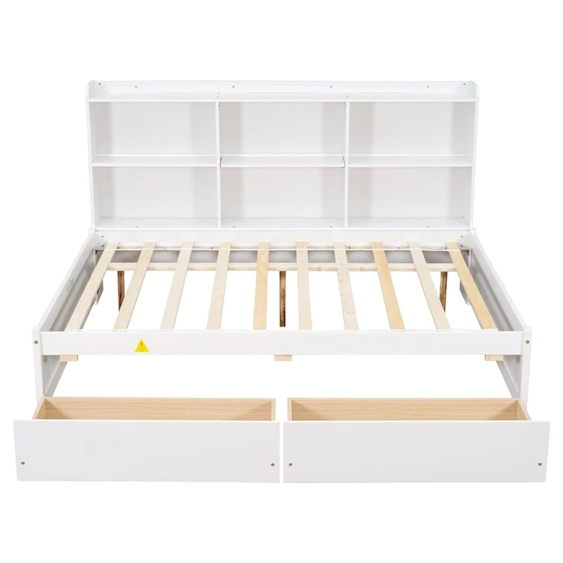 Full Bed with Side Bookcase Drawers