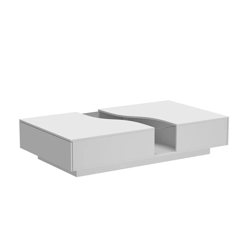 Function & Elegance: Modern LED-Lit Coffee Table with Glass Top