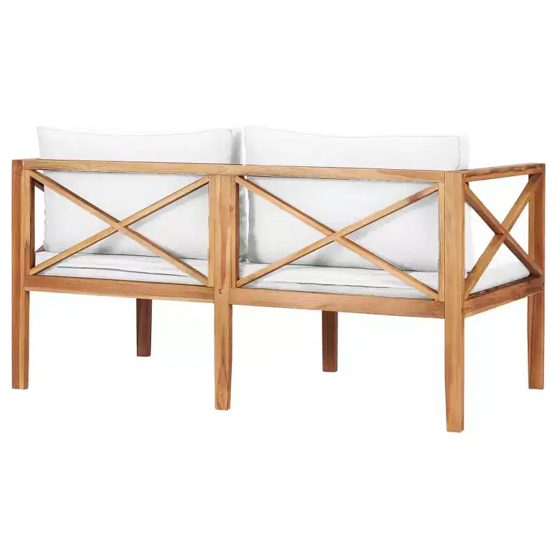 vidaXL 2-Seater Patio Bench Loveseat Chair Sofa with Cushions Solid Wood Teak