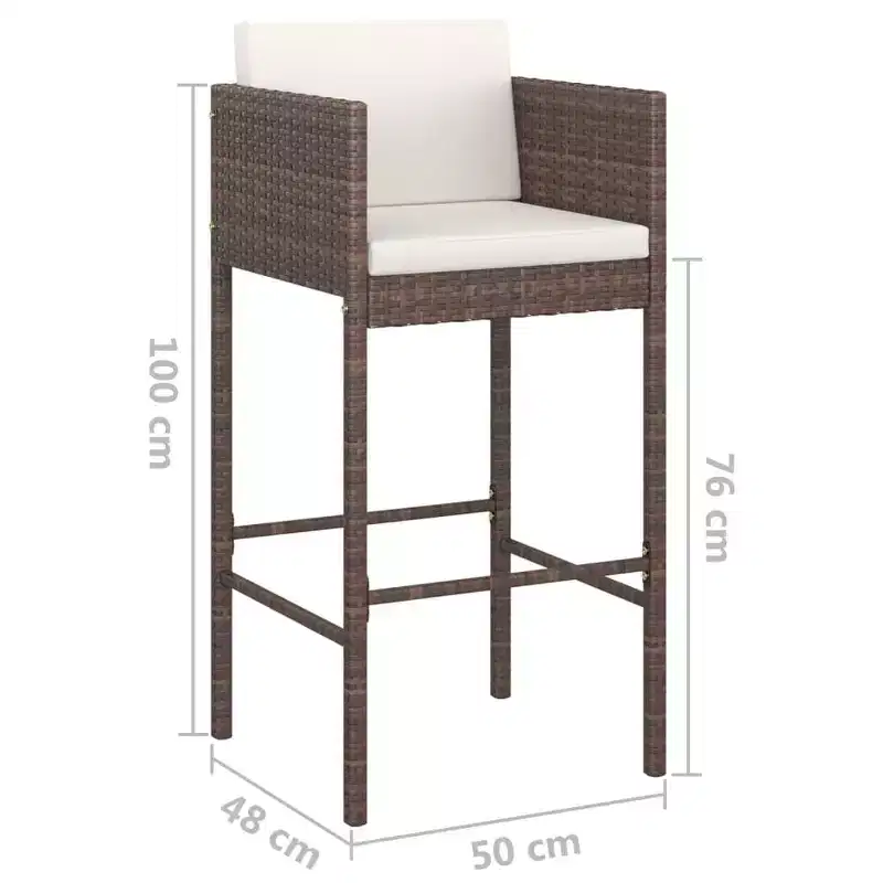 vidaXL Bar Stool Set of 4 Poly Rattan, Powder-Coated Steel