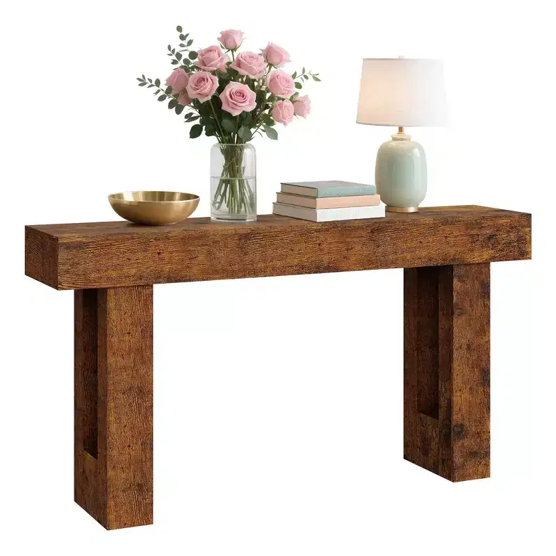 63 Inch Long Console Table - Farmhouse Wood Entryway Table, Vintage Sofa Table Behind Couch for Living Room, Hallway