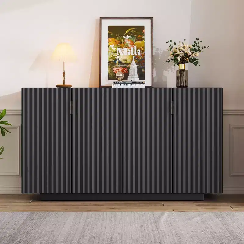 Sideboard Cabinet with 4 Doors and 4 Shelves, Storage Cabinet for Living Room, Dining Room, Kitchen