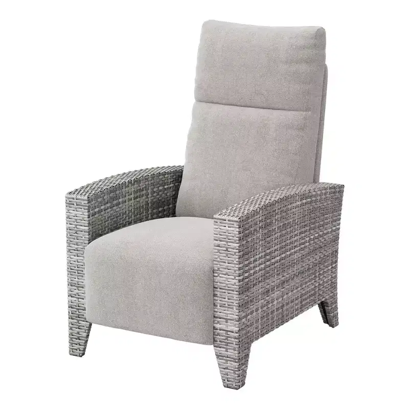 Wicker Recliner Chair with Adjustable Back & Footrest,150 Lay Flat Rattan Reclining Patio Chair with Extendable Side Table & Air Pump