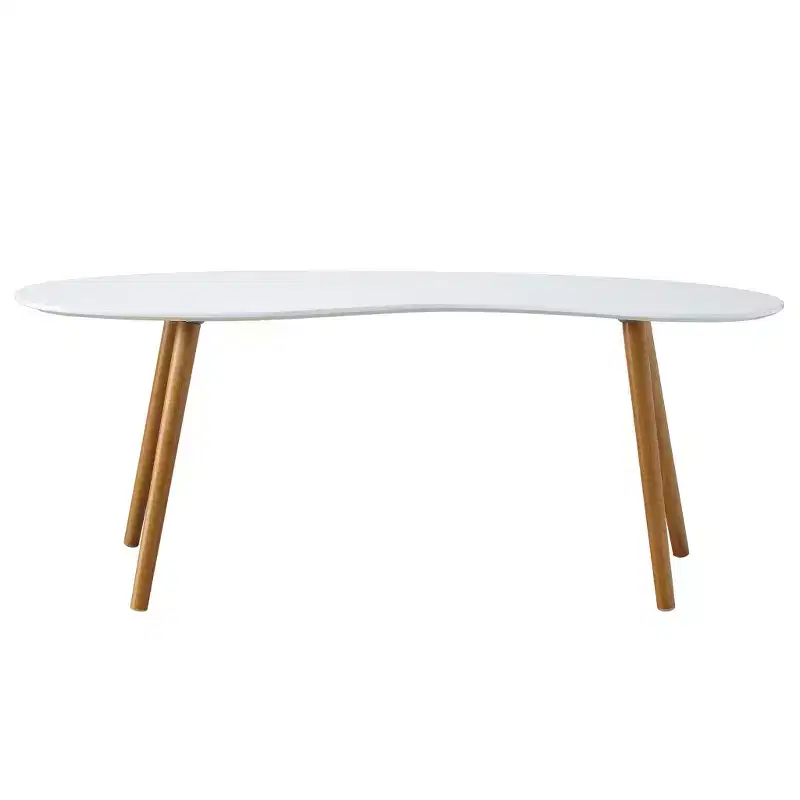 Oslo Bean Shaped Coffee Table White/Bamboo - Breighton Home