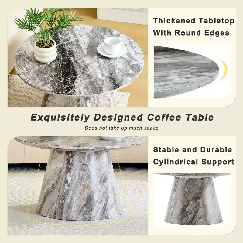 23 Wooden Round Pedestal Coffee Table