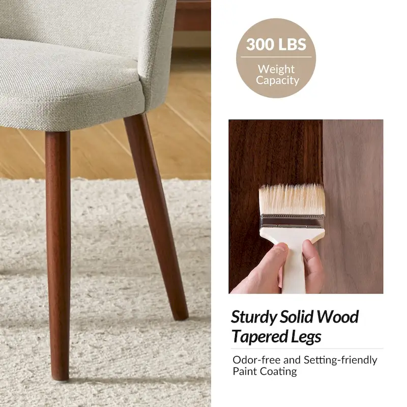 Solid Wood Dining Chair Set of 4 with Curved Backrest